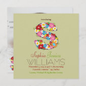 Faire-part Fleurs de printemps Monogramme Bébé Fille Photo Na (Devant / Derrière)