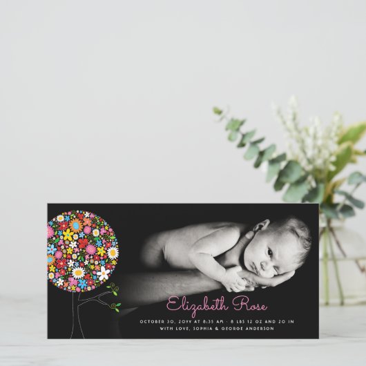 Faire-part Fleurs de Printemps Whimsical Pop Tree Photo Girl (Debout devant)