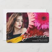 Faire-part Fleurs de script élégantes | Modern Photo Grad (Devant)