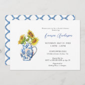 Faire-part Fleurs de soleil aquarelle dans le vase Douche nup (Devant / Derrière)