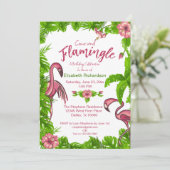 Faire-part Fleurs et Flamants Tropicaux (Debout devant)