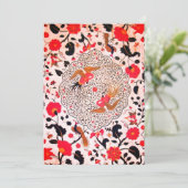 Faire-part FLEURS ET OISEAUX ORIENTAUX Noir Blanc Rouge (Debout devant)