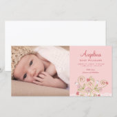 Faire-part Fleurs florales roses Whimsical Baby Girl Photo Na (Devant / Derrière)