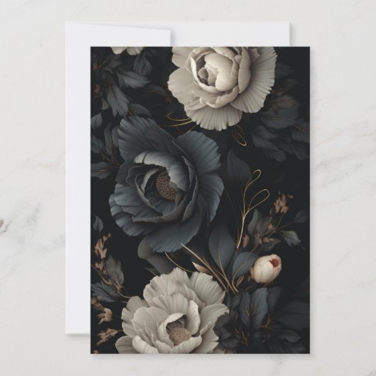 Faire-part Fleurs noires et blanches (Devant)