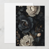 Faire-part Fleurs noires et blanches (Devant / Derrière)