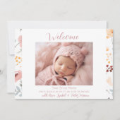 Faire-part Fleurs Pastel Accueil Bébé Fille Naissance (Devant)