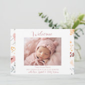 Faire-part Fleurs Pastel Accueil Bébé Fille Naissance (Debout devant)
