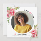 Faire-part Fleurs roses Classe de photo de graduation 2025 (Devant)