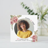 Faire-part Fleurs roses poussiéreuses Classe de 2023 graduati (Debout devant)