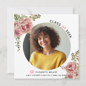 Faire-part Fleurs roses poussiéreuses Classe de 2023 graduati (Devant)