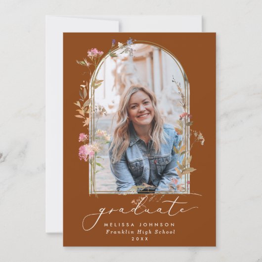 Faire-part Fleurs sauvages Arche Tomette Photo Remise de dipl (Devant)