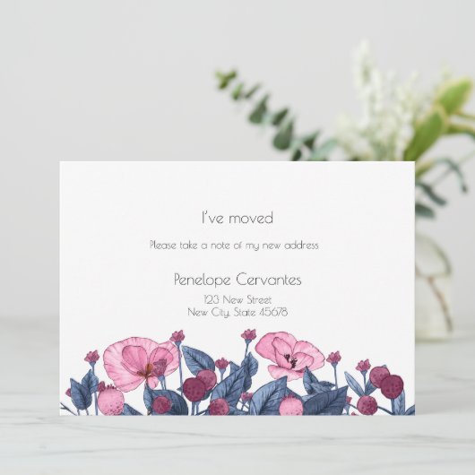 Faire-part Fleurs sauvages bleus Dusty modernes que j’ai démé (Debout devant)