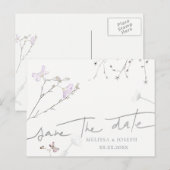 Faire-part fleurs sauvages | carte postale d'annonce de sauve (Devant / Derrière)