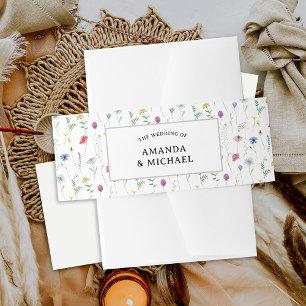 Faire-part Fleurs Sauvages Invitation de Mariage Bandeau de V