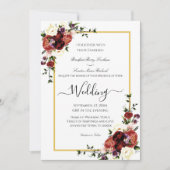 Faire-part Fleurs Terracotta Crème Mariage Bourgogne (Devant)