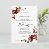 Faire-part Fleurs Terracotta Crème Mariage Bourgogne (Debout devant)