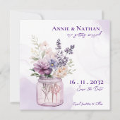 Faire-part Fleurs Violettes Élégantes En Mariage Floral Mason (Devant)