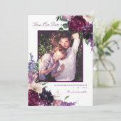 Faire-part Fleurs violettes luxuriantes | Photo romantique Sa (Debout devant)