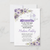 Faire-part Fleurs violettes Une petite fête de bébé lapin (Devant)