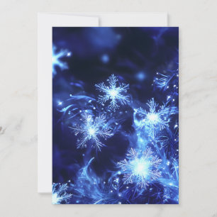 Faire-part Flocons de neige bleu scintillement d'hiver