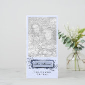 Faire-part Floral Abstrait Bleu Juste Marié (Debout devant)