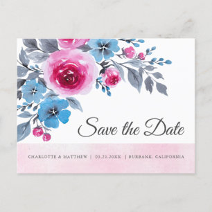 Faire-part Floral Aquarelle Rose Moderne