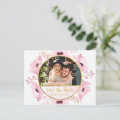 Faire-part floral aquarelle roses de printemps (Debout devant)