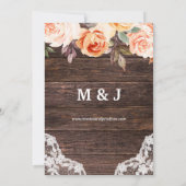 Faire-part floral avec dentelle de bois, rose et p (Dos)