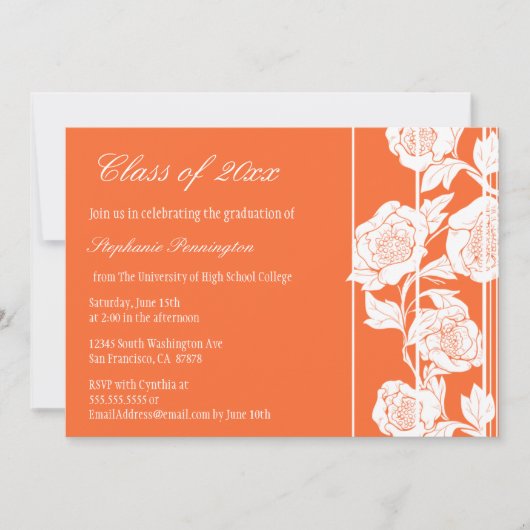 Faire-part floral blanc de corail de fête de (Devant)