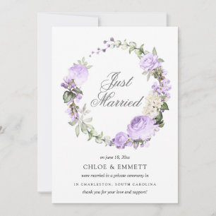 Faire-part Floral Blanc Violet Juste Marié Elopement