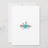 Faire-part floral bleu sarcelle et feuilles botani (Dos)