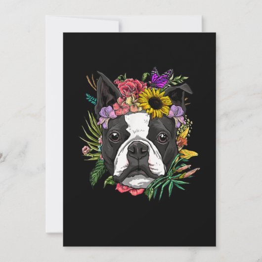Faire-part Floral Boston Terrier Chien Spring Amoureux de les (Devant)