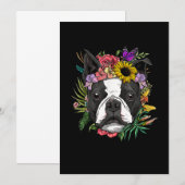 Faire-part Floral Boston Terrier Chien Spring Amoureux de les (Devant / Derrière)