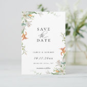 Faire-part Floral Botanique Moderne Lily Enregistrer La Date  (Debout devant)