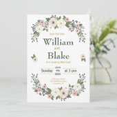 Faire-part floral botanique romantique de mise en (Debout devant)