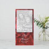 Faire-part Floral Carnation Rouge vient de se marier Mariage (Debout devant)