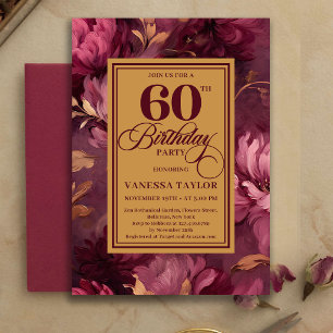 Faire-part floral de 60e anniversaire Burgundy Blu
