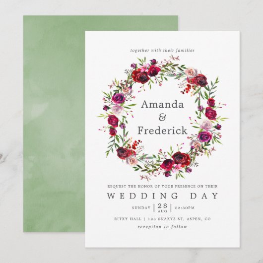 Faire-part floral de mariage d'automne (Devant / Derrière)