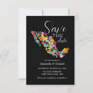 Faire-part floral de mariage Mexique, réservez la