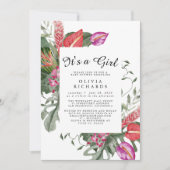 Faire-Part Floral de Naissance pour Bébé Fille (Devant)