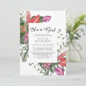 Faire-Part Floral de Naissance pour Bébé Fille (Debout devant)