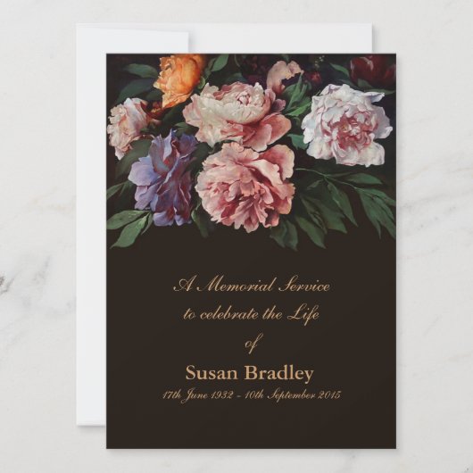 Faire-part floral d'enterrement de la peinture 1 (Devant)