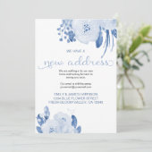 Faire-part Floral Dusty Blue Nouvelle adresse Moving (Debout devant)