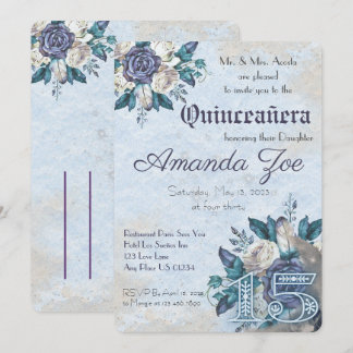 Faire-part floral Dusty Blue pour mes quince