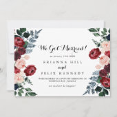 Faire-part Floral Elopement de la marine rose de B (Devant)