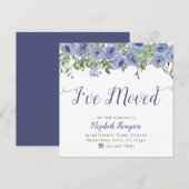 Faire-part Floral J'Ai Déménagé Nouvelle Adresse Blue Rustic (Devant / Derrière)