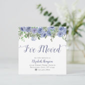 Faire-part Floral J'Ai Déménagé Nouvelle Adresse Blue Rustic (Debout devant)
