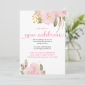 Faire-part Floral Pink Gold Nouvelle adresse Moving Faire-par (Debout devant)