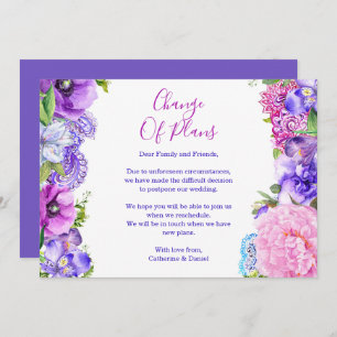 Faire-part Floral Purple Paisley Changement De Plans Report