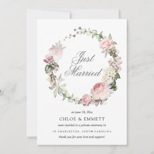 Faire-part Floral Rose Blanc Juste Marié Elopement